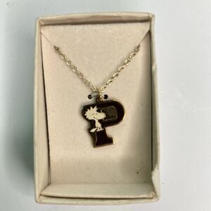 Vintage 70s UNITED FEATURES Woodstock Yellow Bird Necklace Initial Letter P